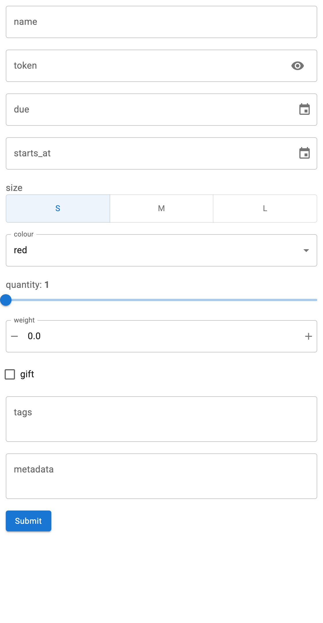 One property per widget kind